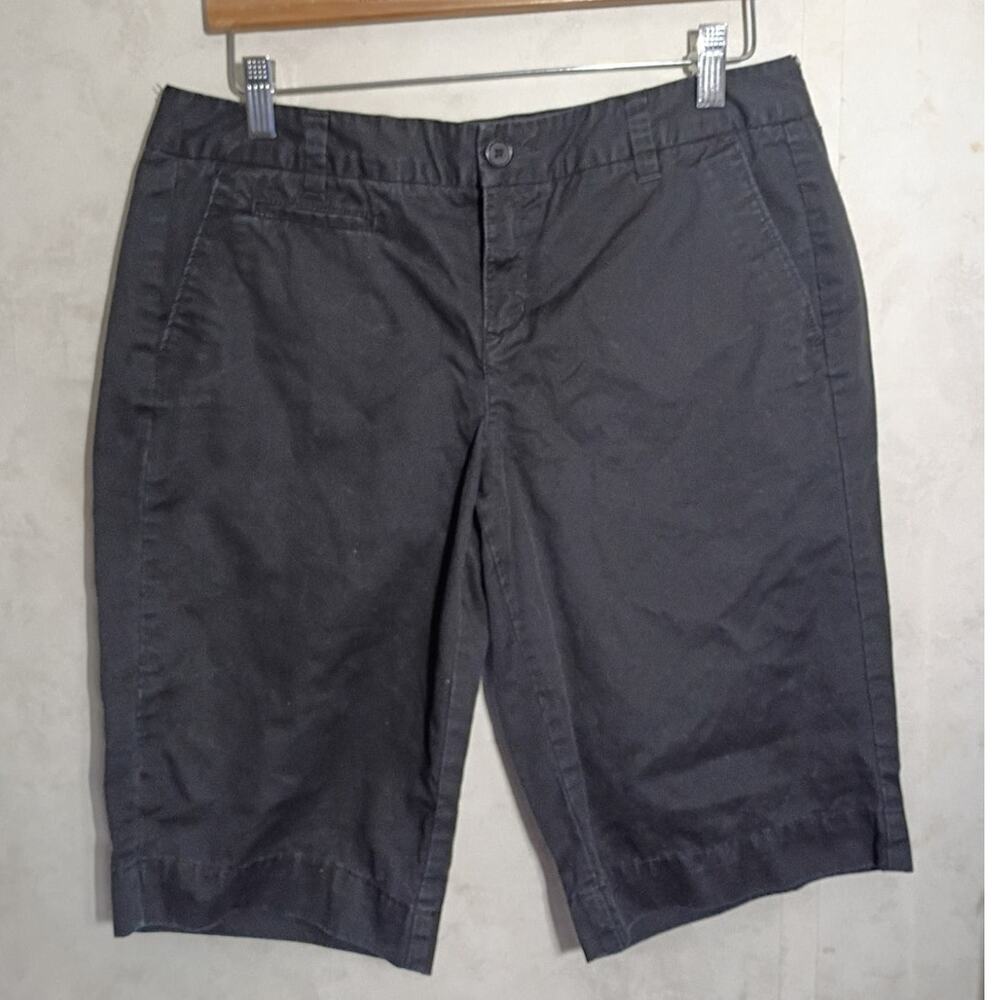 Tommy Hilfiger Black Chino Shorts Flag Logo Y2K Preppy Casual Size 10